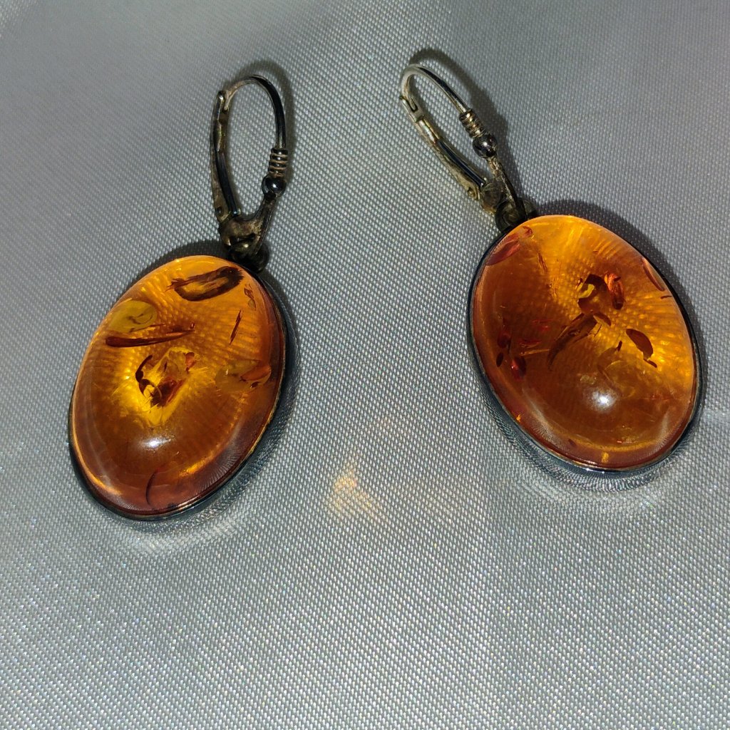 Amber Earrings In Sterling Silver